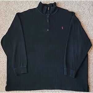 Ralph Lauren Polo Men’s 3XB Black 1/4 Zip Mock Neck Pullover Pony Logo GUC